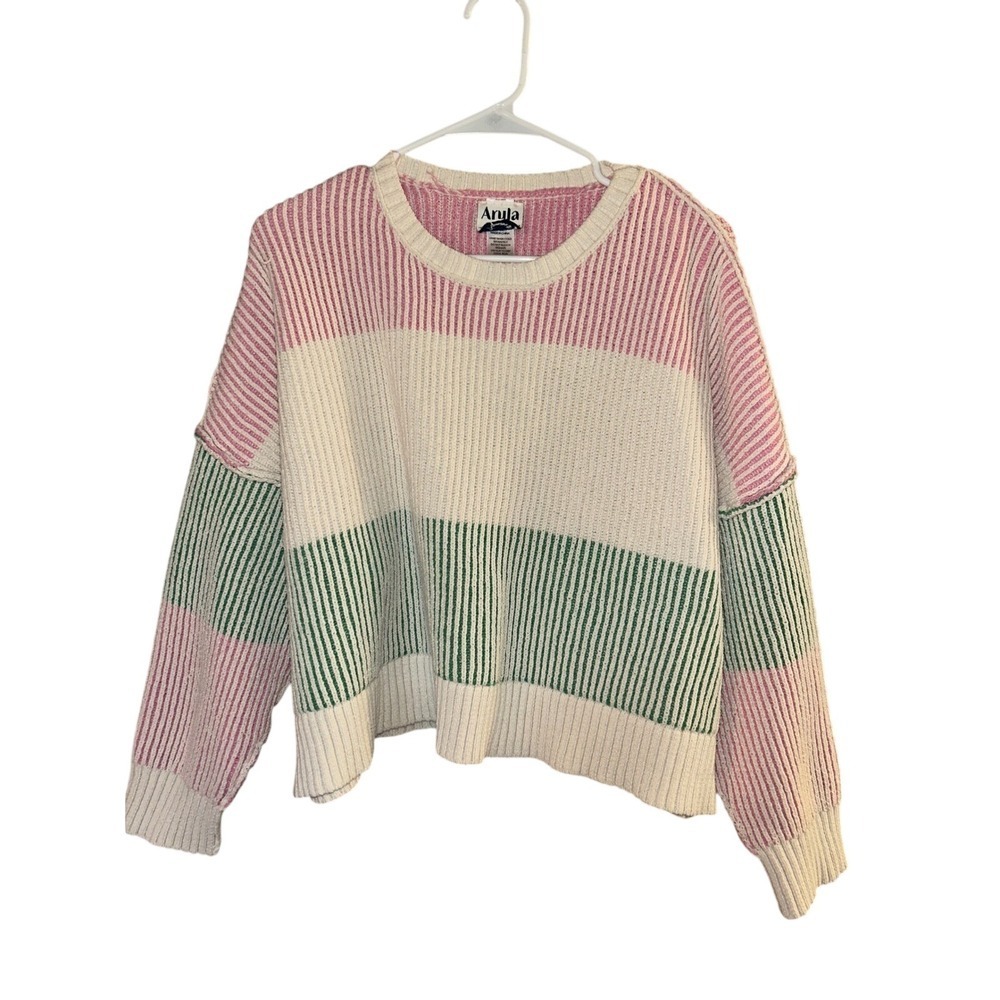 Arula Sweater Women Size 0X Grandmacore Striped Colorblock Cozy Super Soft
